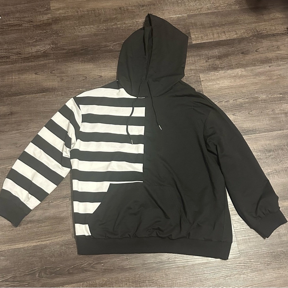 Black and White Striped Hoodie